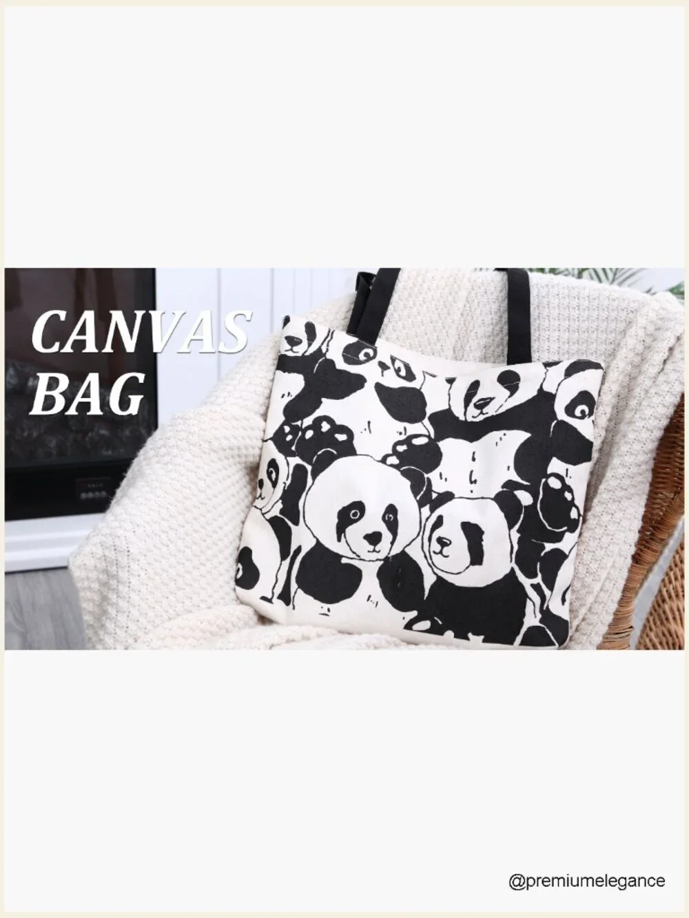 Canvas Tote Bag with Zipper - Large Shoulder Travel Purse
